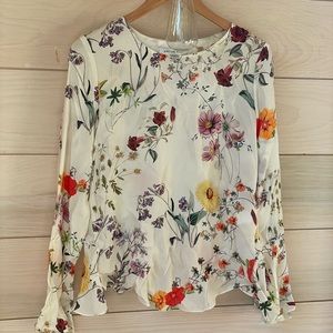 Amour Vert 100% floral silk top with sweet criss-cross back (made in the USA!)